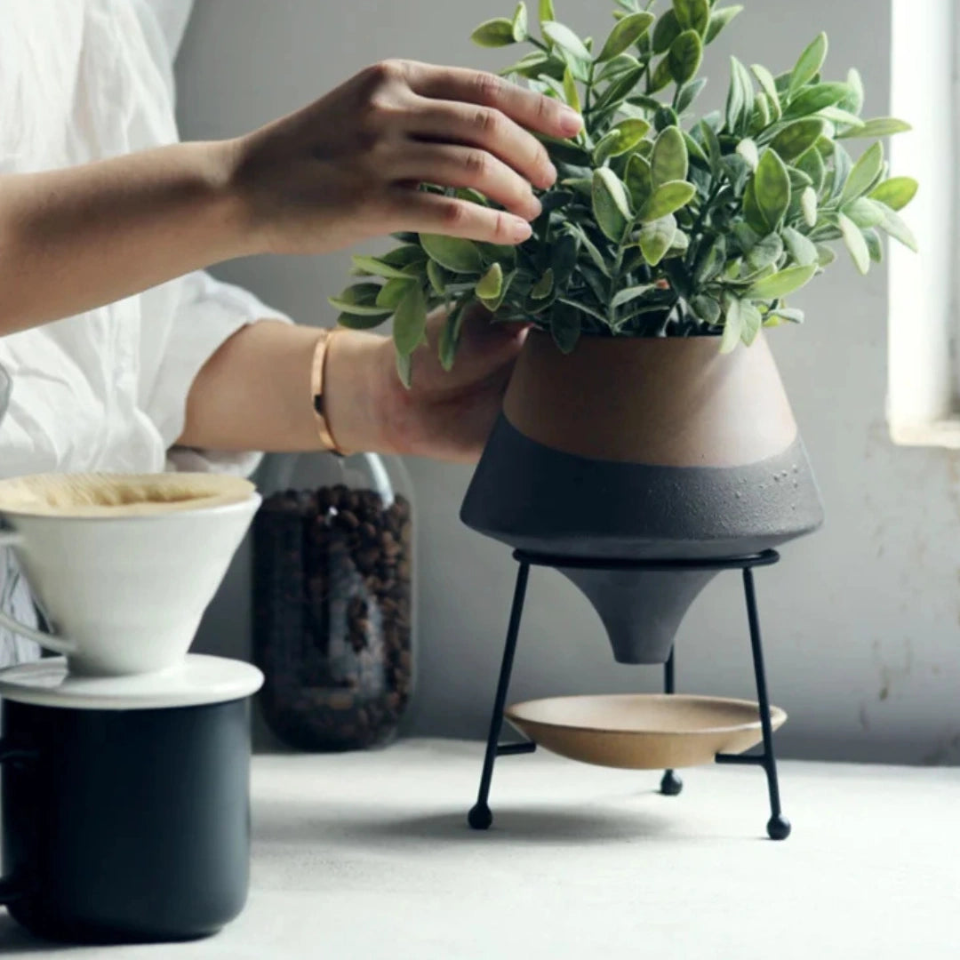 Terracotta Teardrop Planter with Saucer