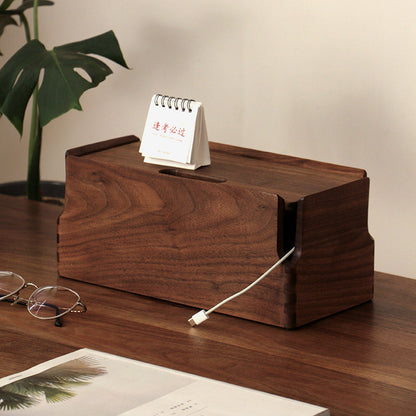 TimberWire walnut cord organizer box for home and office