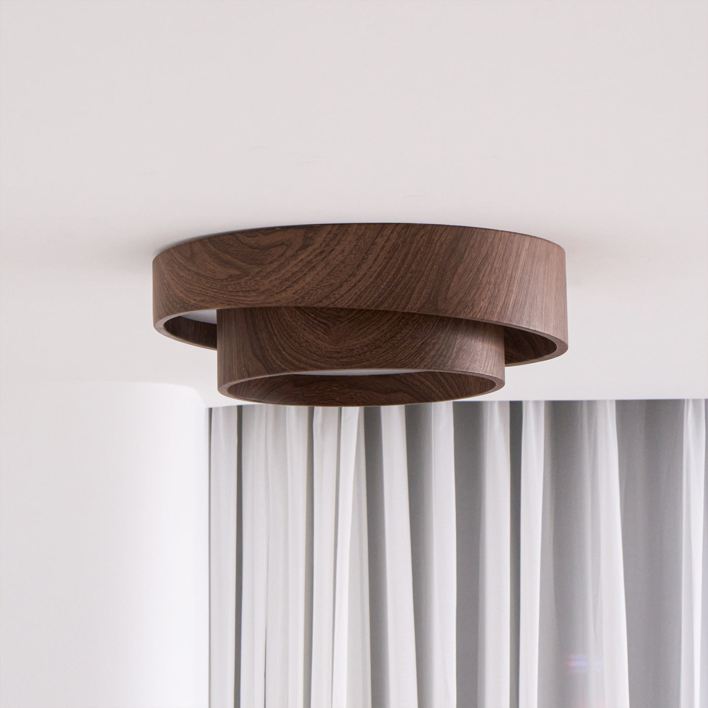 Wood Trim Flush Mount Ceiling Light
