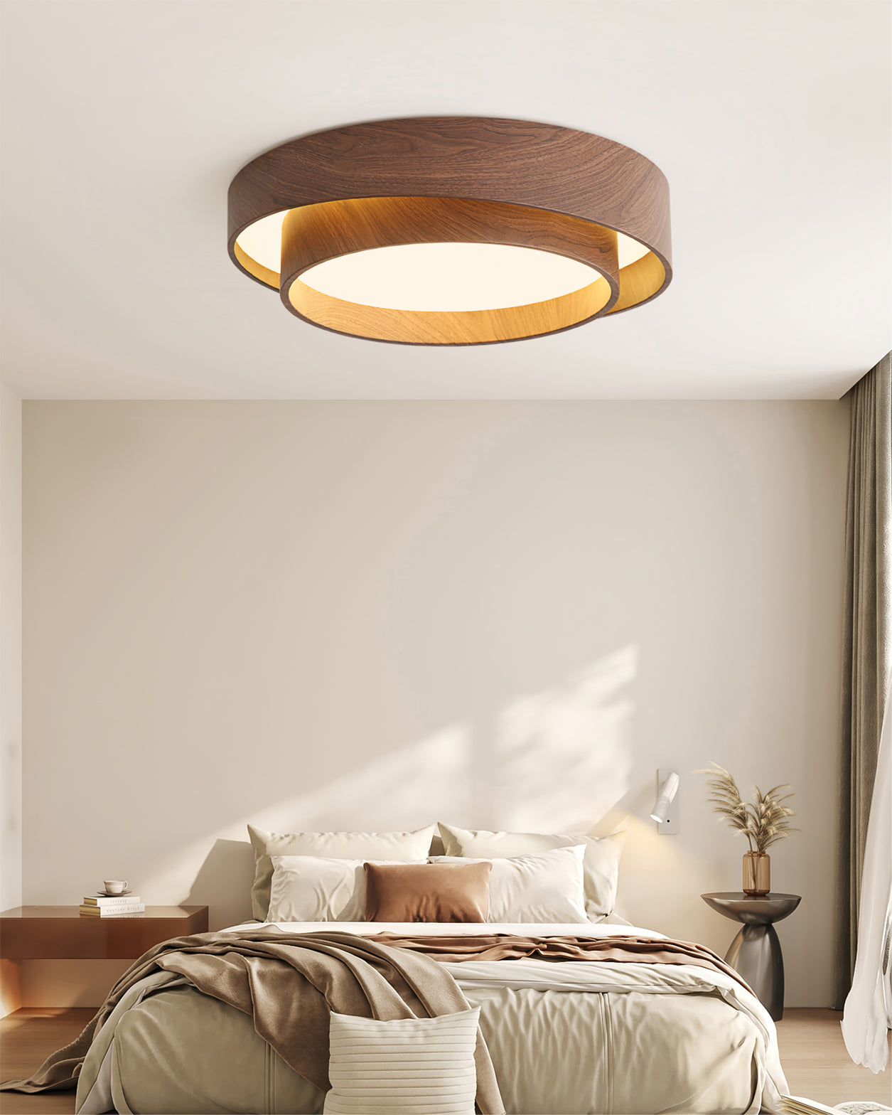 Wood Trim Flush Mount Ceiling Light