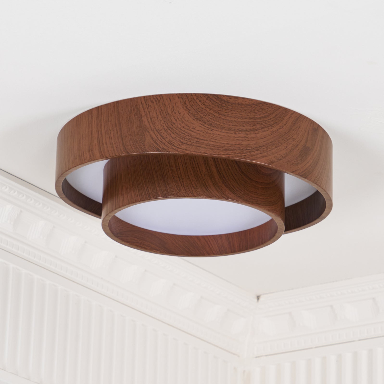 Wood Trim Flush Mount Ceiling Light