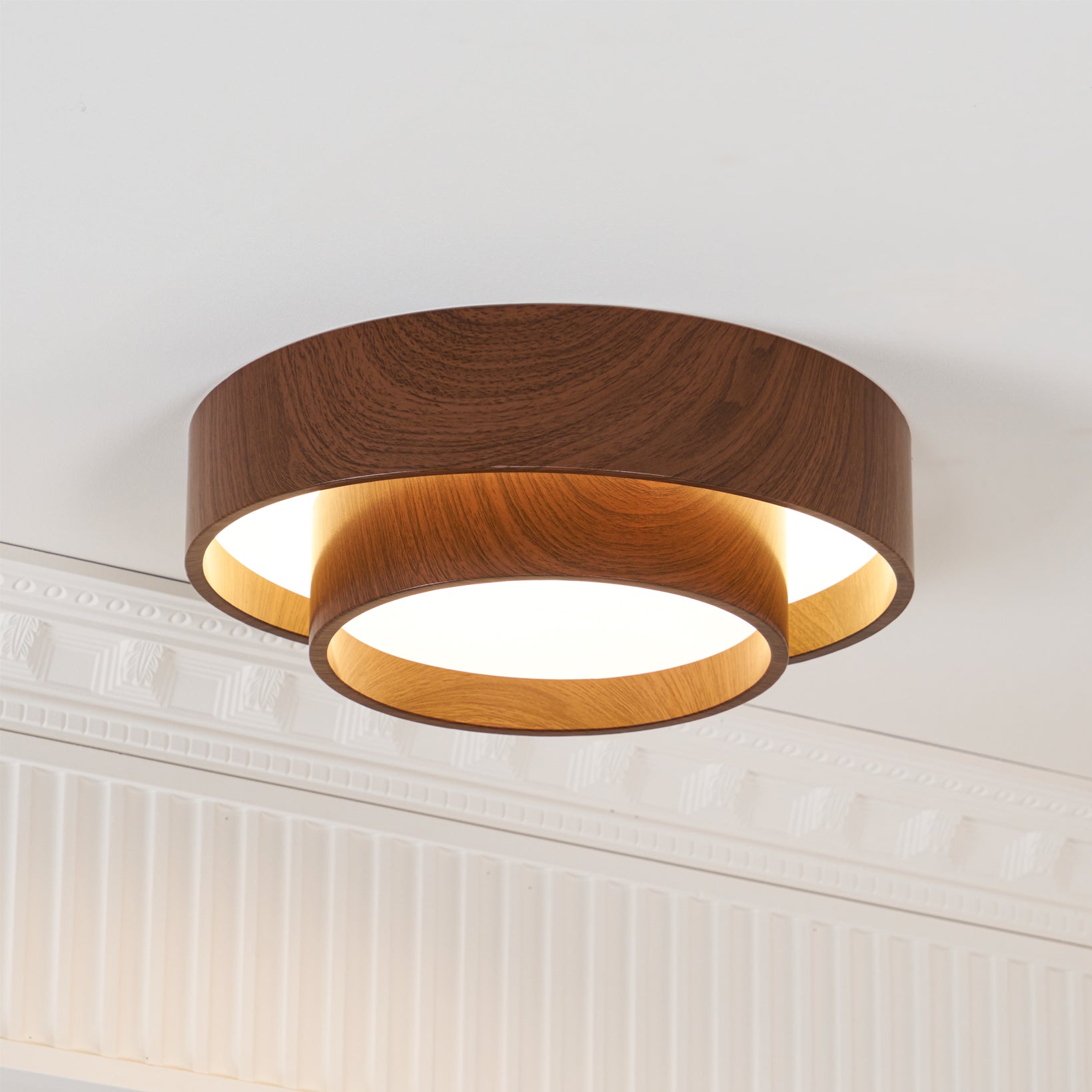 Wood Trim Flush Mount Ceiling Light