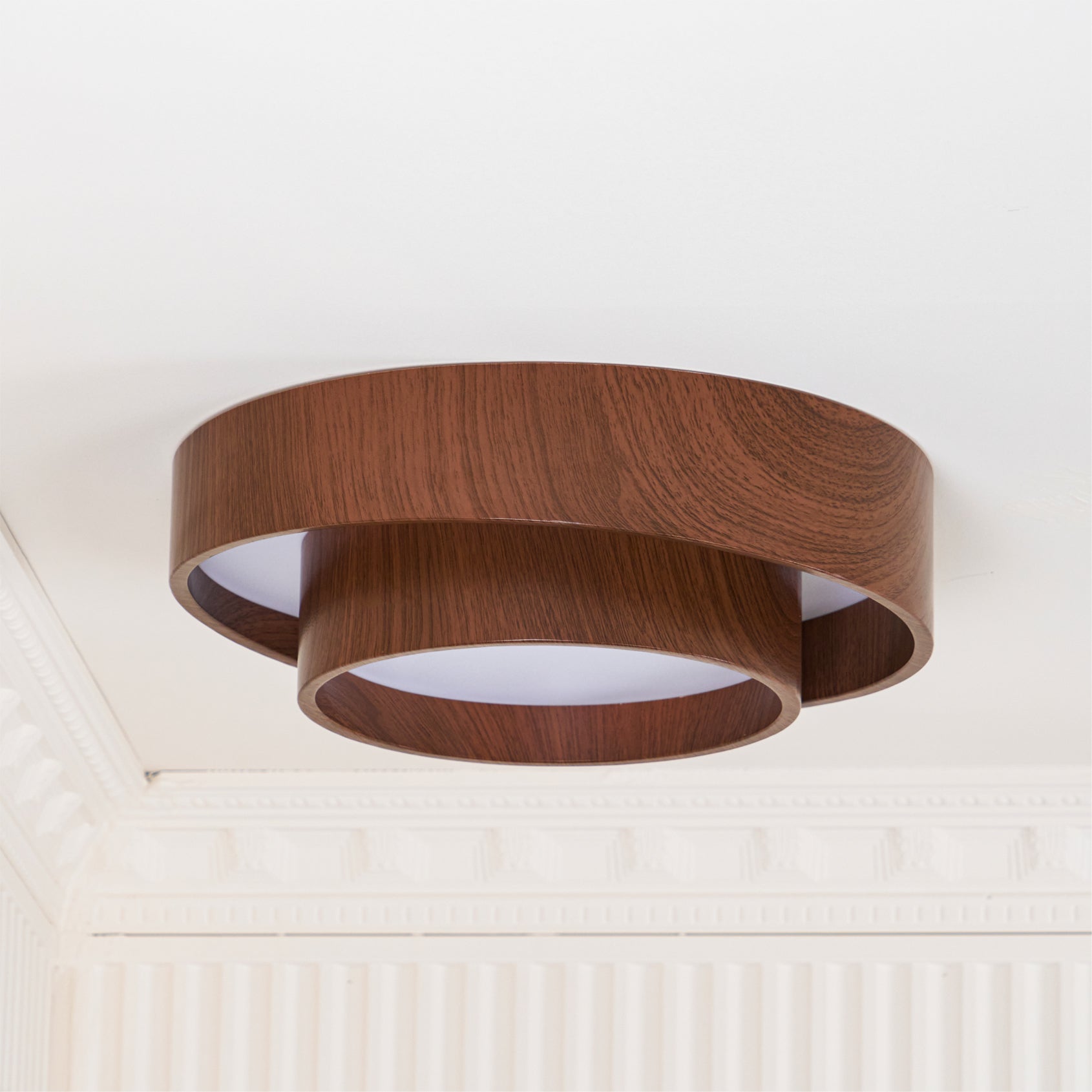 Wood Trim Flush Mount Ceiling Light