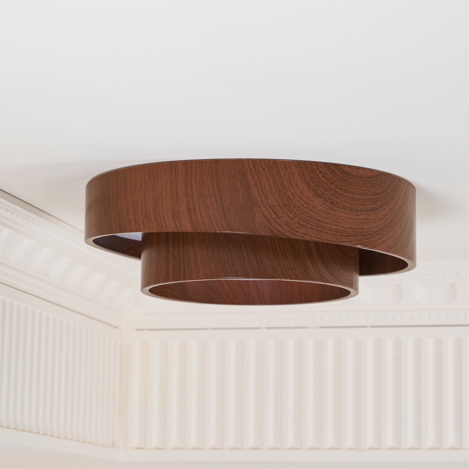 Wood Trim Flush Mount Ceiling Light