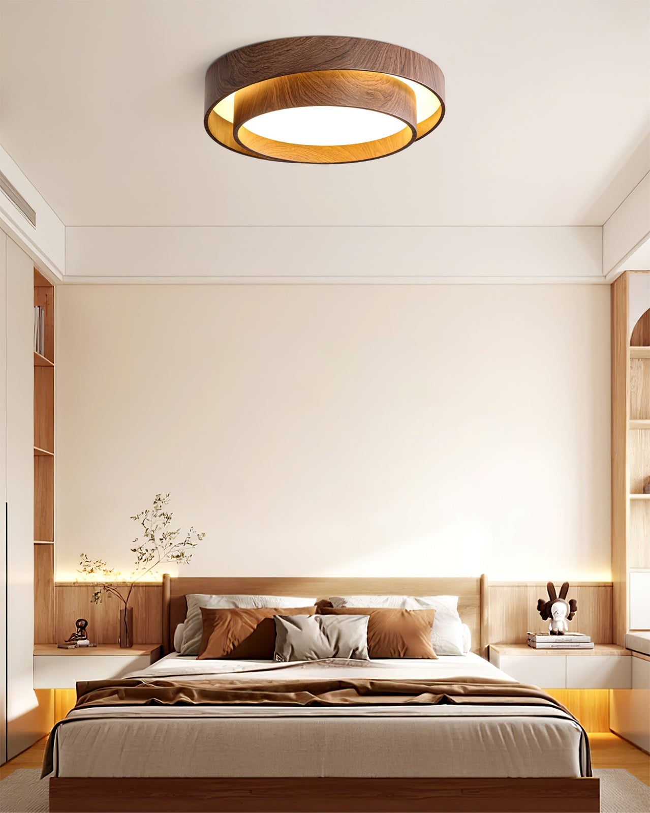Wood Trim Flush Mount Ceiling Light
