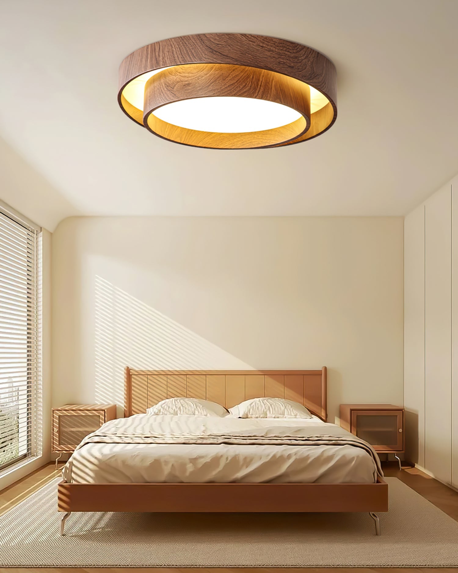 Wood Trim Flush Mount Ceiling Light
