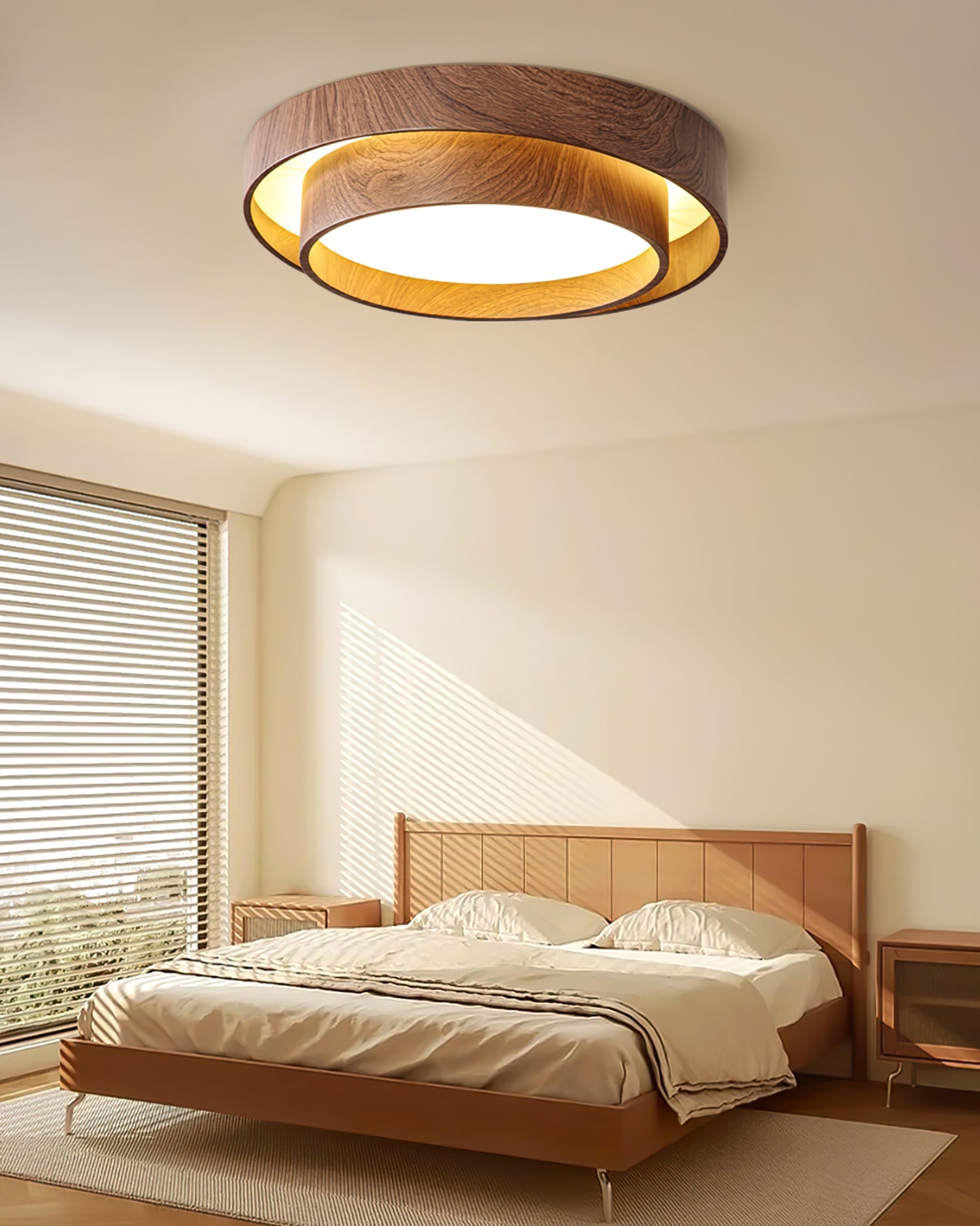 Wood Trim Flush Mount Ceiling Light