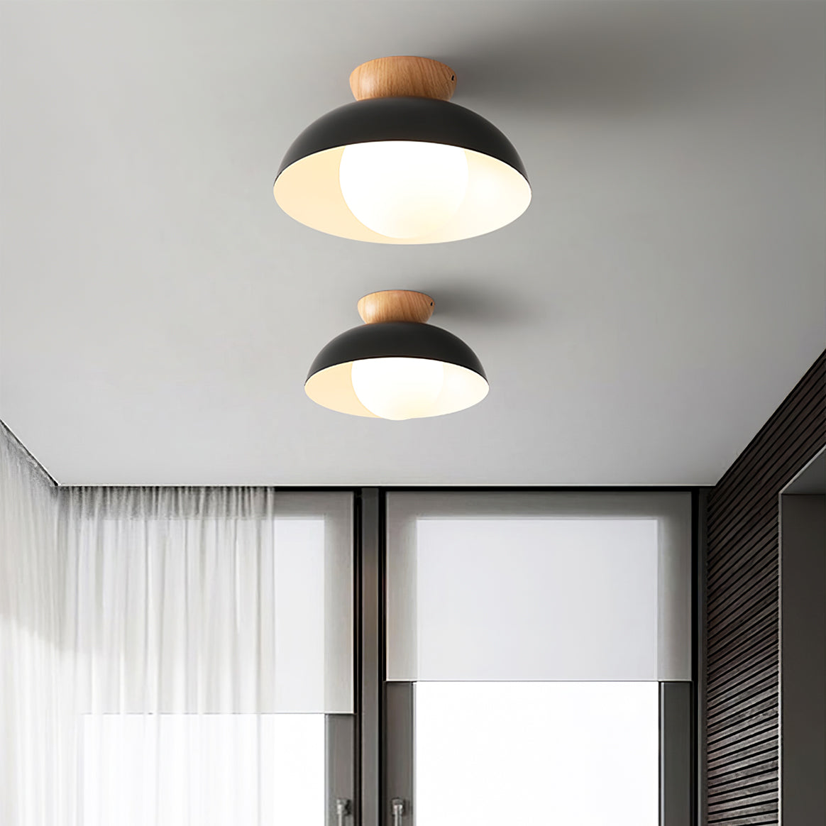 Black Dome Flush Mount Ceiling Light