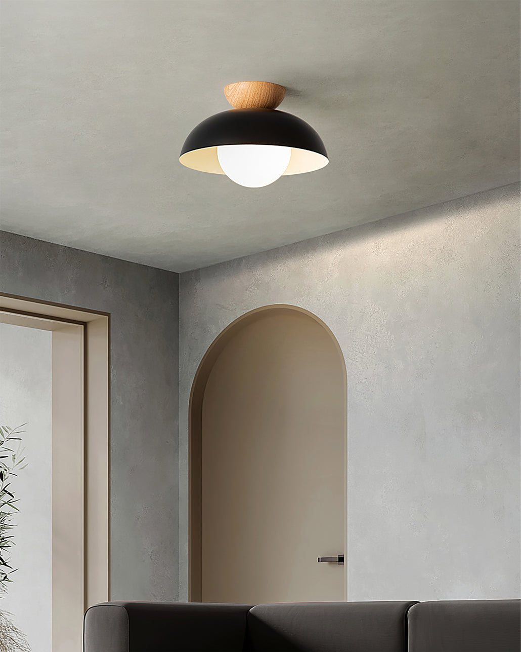 Black Dome Flush Mount Ceiling Light