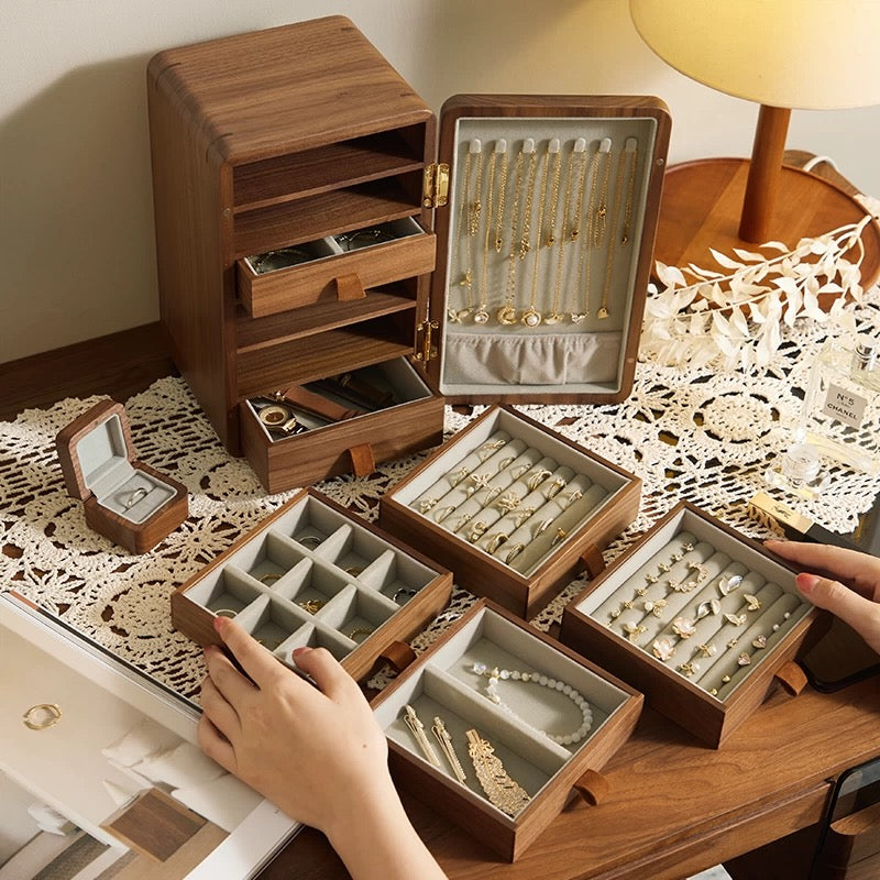 Walnut Jewelry Organizer Chest