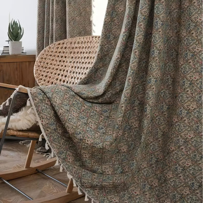 Floral Tassel Weave Curtain Panel