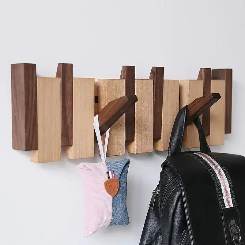 Horizontal Wood Wall Hook Rack