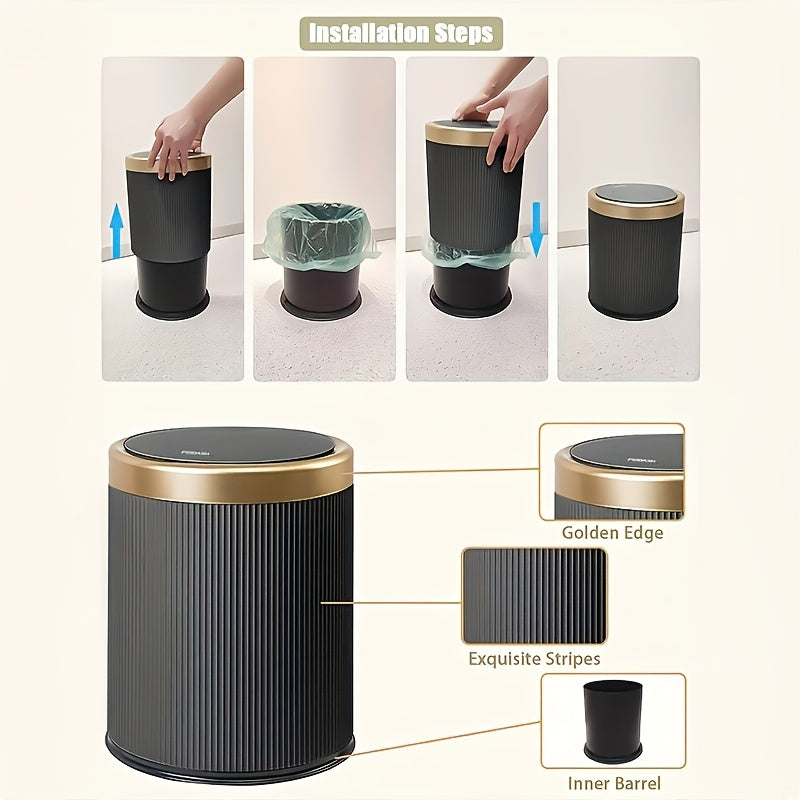 Oval Press Top Trash Can with Dual Inner Bucket