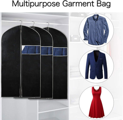 10-Pack Breathable Clothes Garment Bag | Hanging Suit Storage Covers