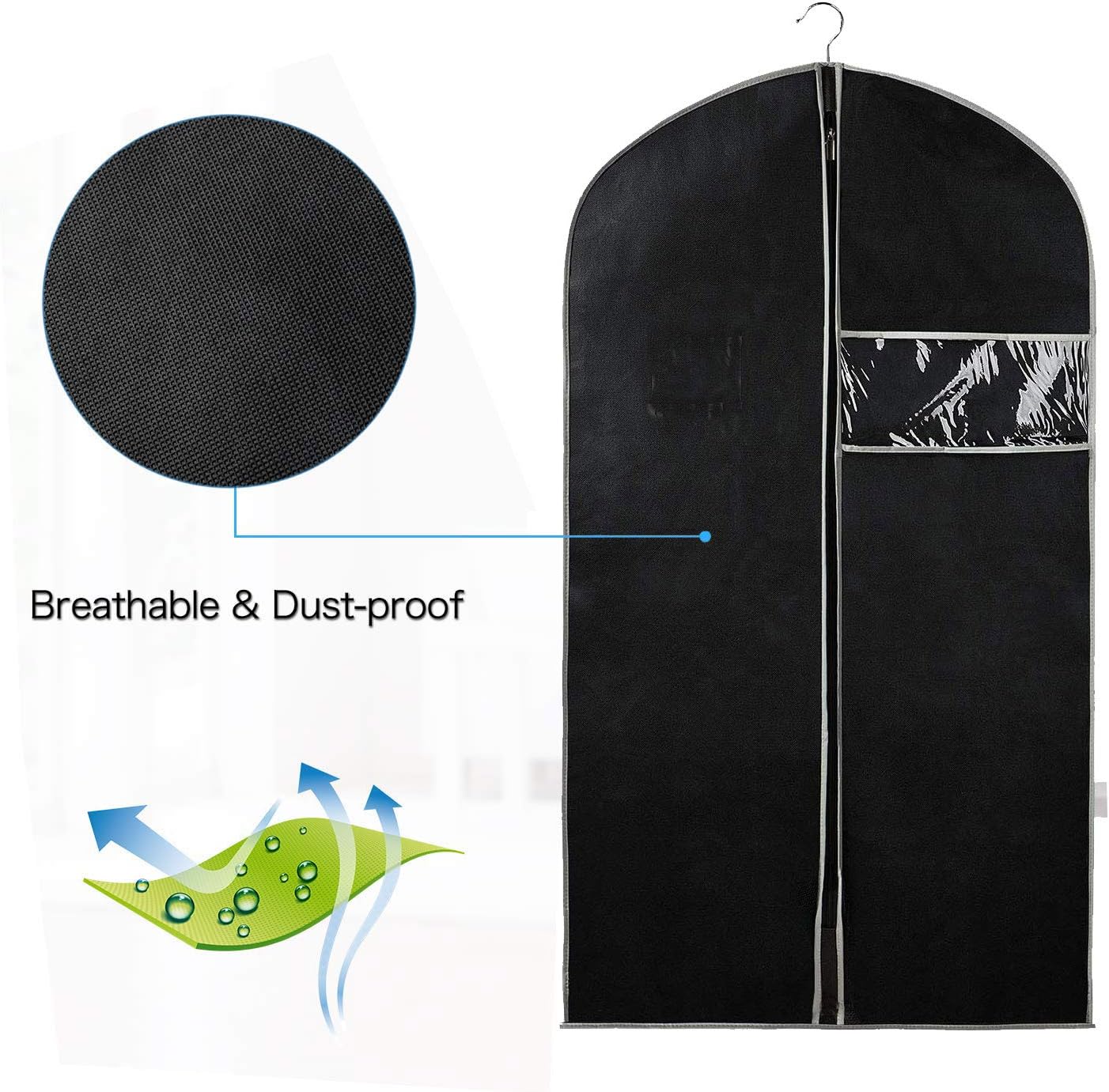 10-Pack Breathable Clothes Garment Bag | Hanging Suit Storage Covers