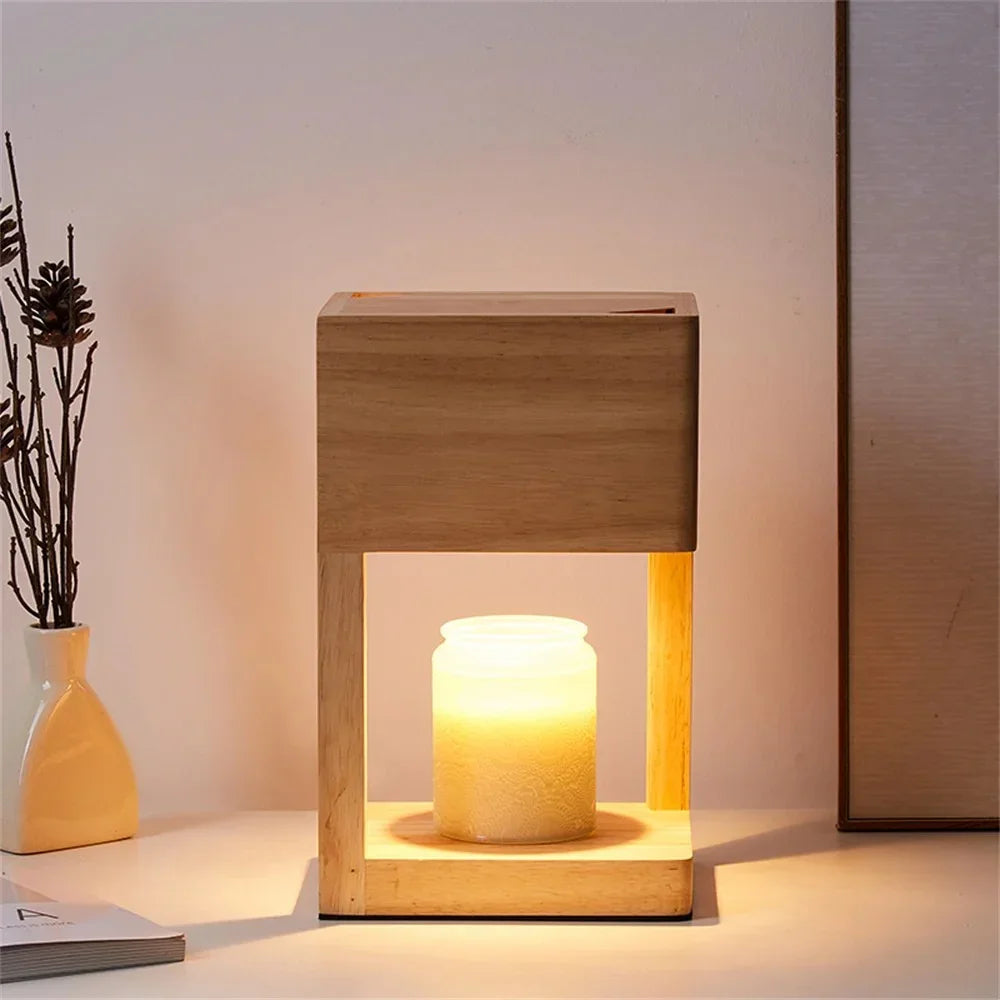 Wood Frame Candle Warmer Lamp