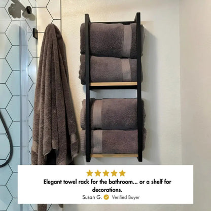 2-Tier Bathroom Shelf, Towel Storage for Bathroom mounted in a modern bathroom setting.