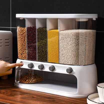 Segmented Kitchen Grain Storage Box | Airtight Pantry Dispenser