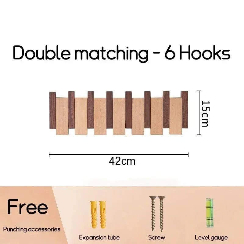 Horizontal Wood Wall Hook Rack