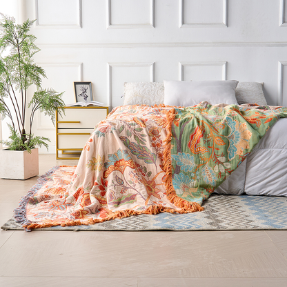 Floral Woven Cotton Blanket