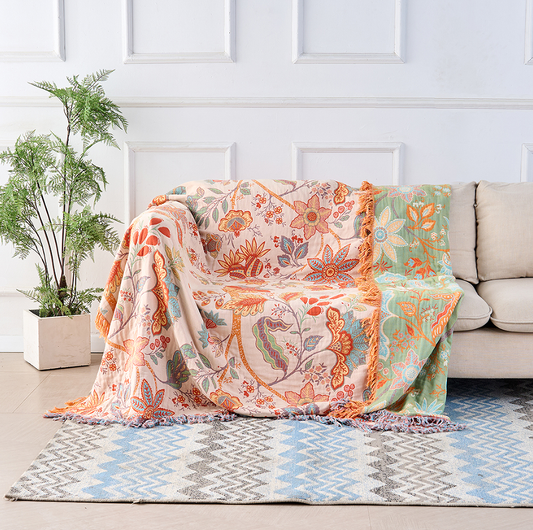 Floral Woven Cotton Blanket