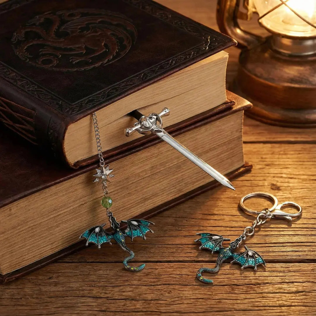 Dragon Sword Bookmark + Keychain Bundle