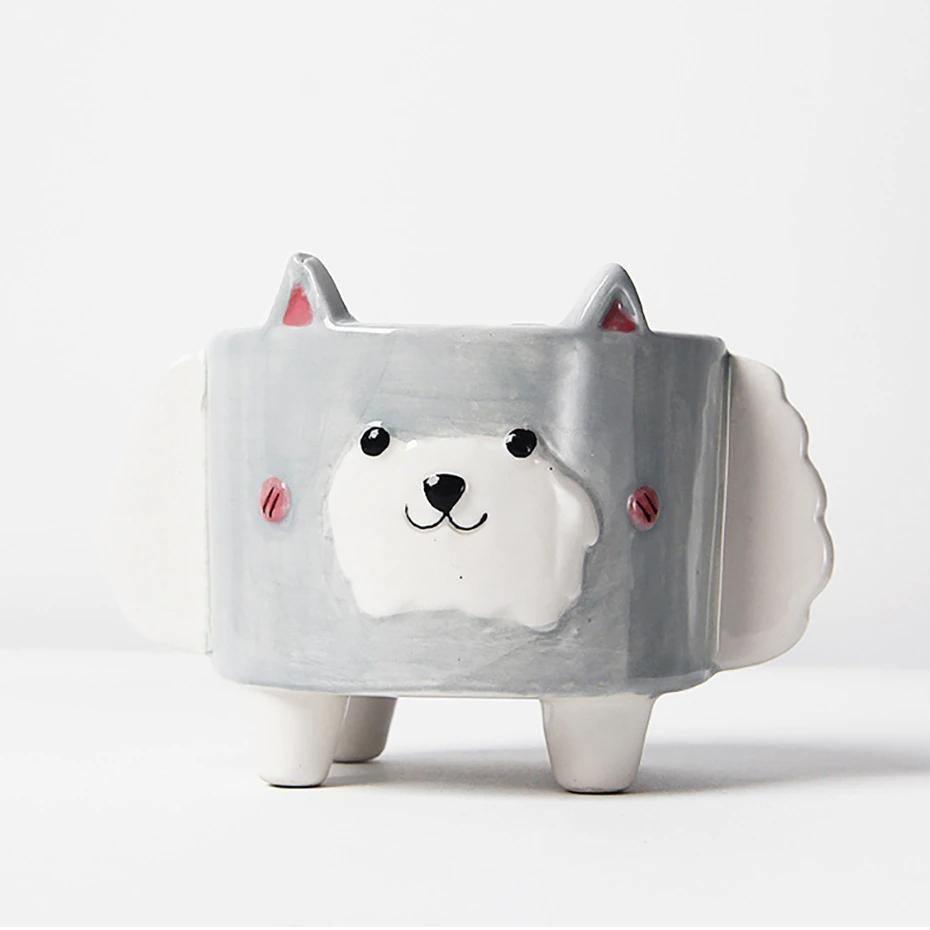 Square Animal Ceramic Succulent Planter Set