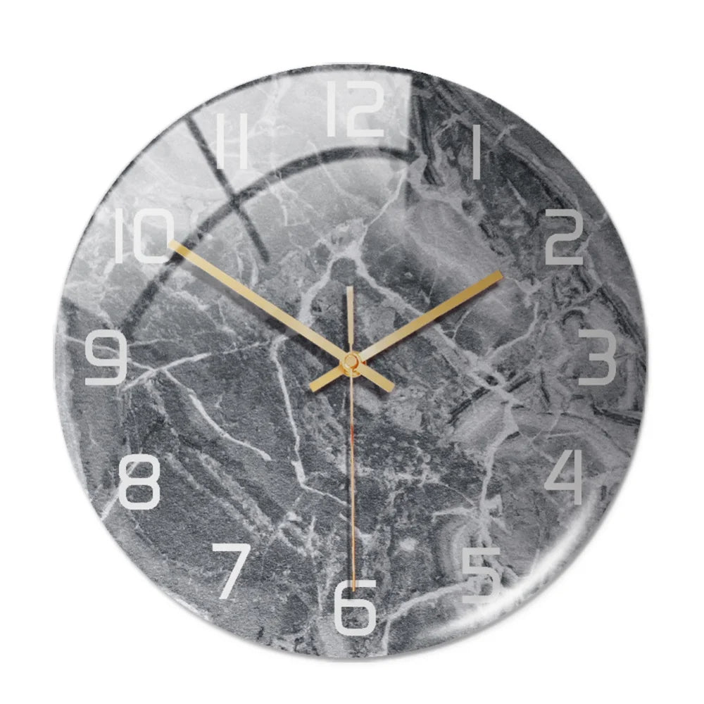 Designer Marble Wall Clock | Modern Green Aesthetic Timepiece