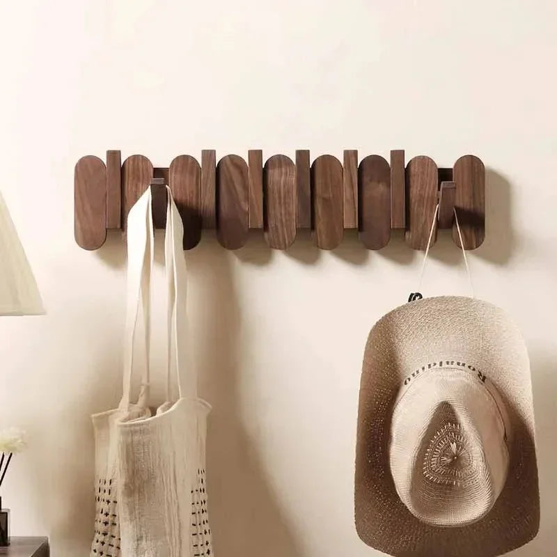 Slatted Wood Wall Coat Rack