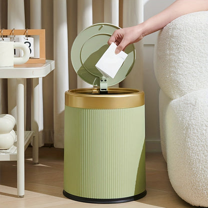 Oval Press Top Trash Can with Dual Inner Bucket