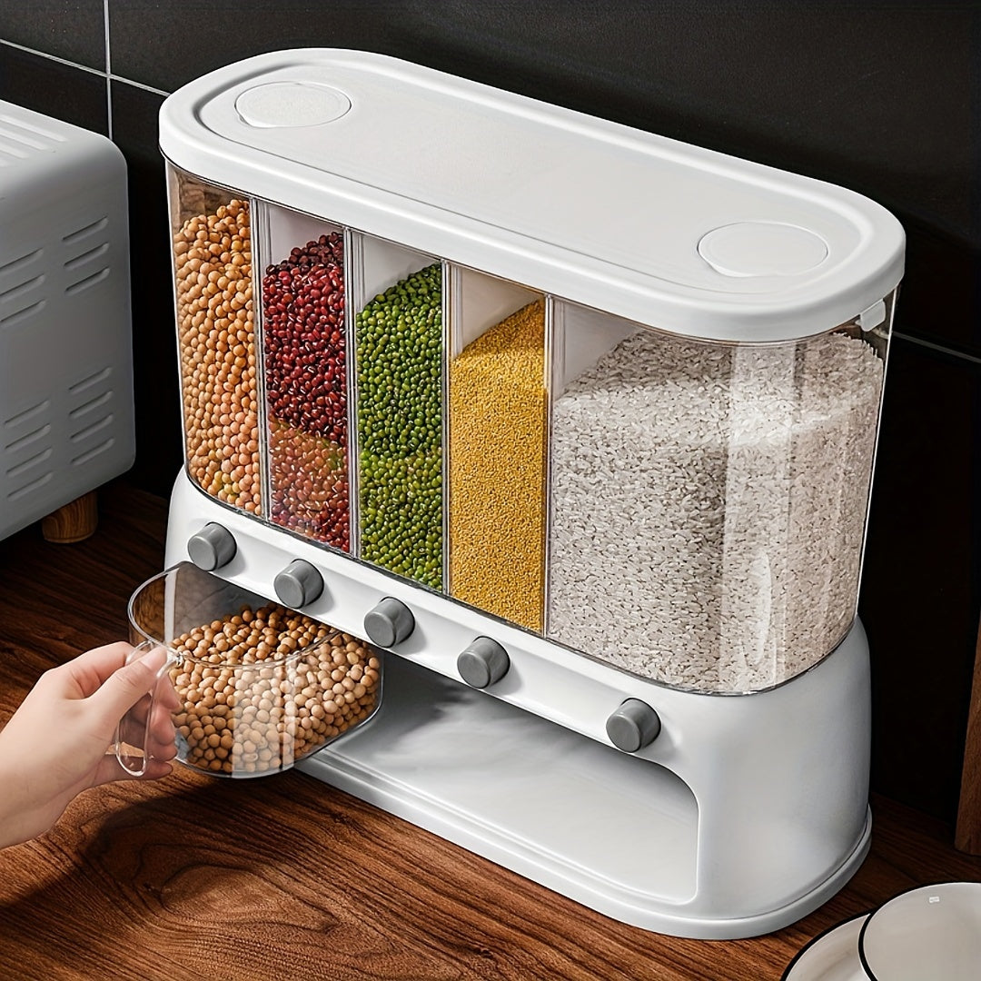 Segmented Kitchen Grain Storage Box | Airtight Pantry Dispenser