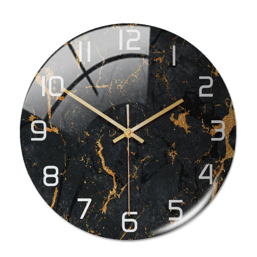 Designer Marble Wall Clock | Modern Green Aesthetic Timepiece