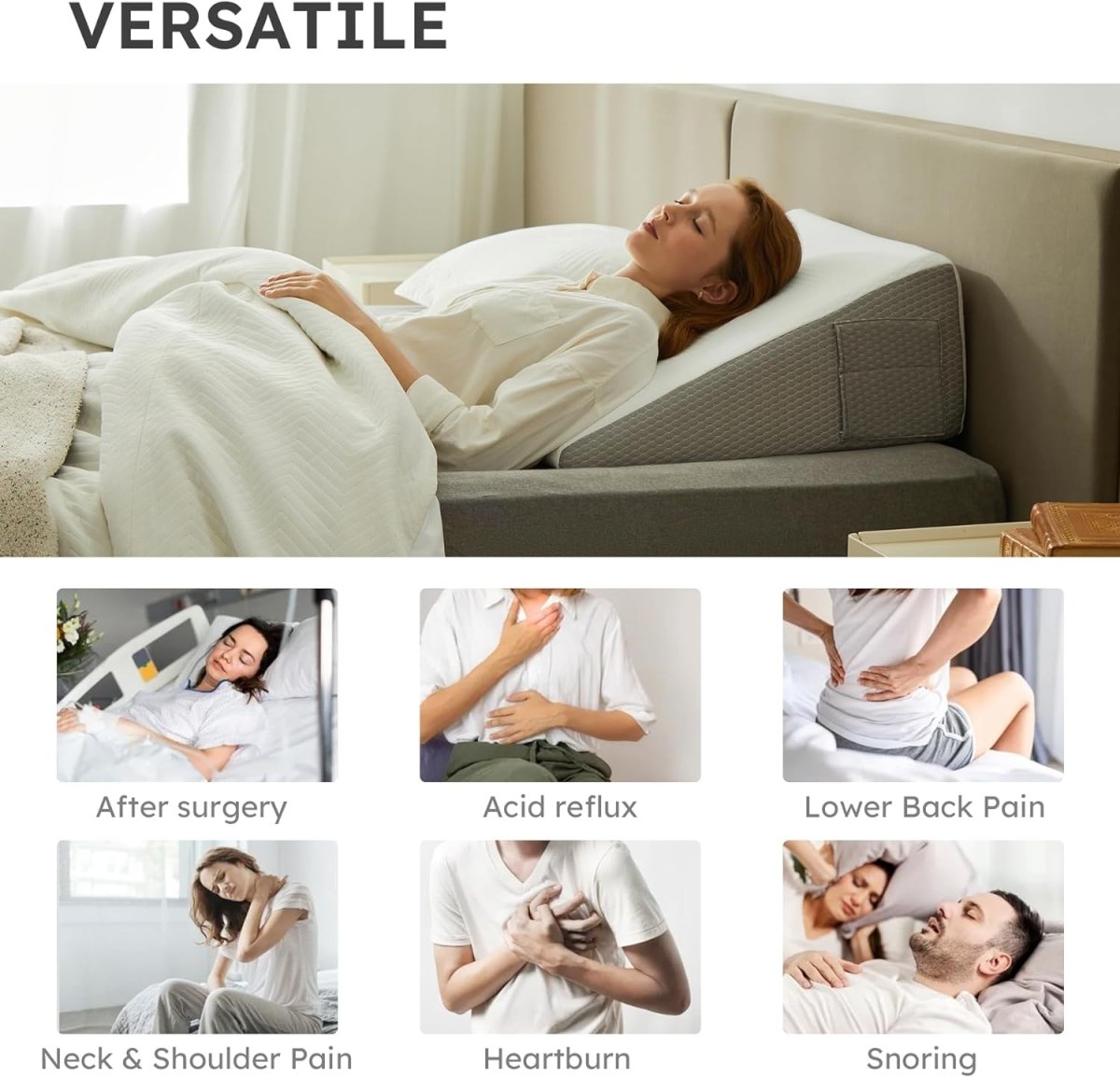 Memory Foam Bed Wedge Pillow | Ergonomic Support