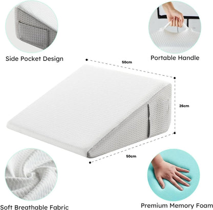 Memory Foam Bed Wedge Pillow | Ergonomic Support