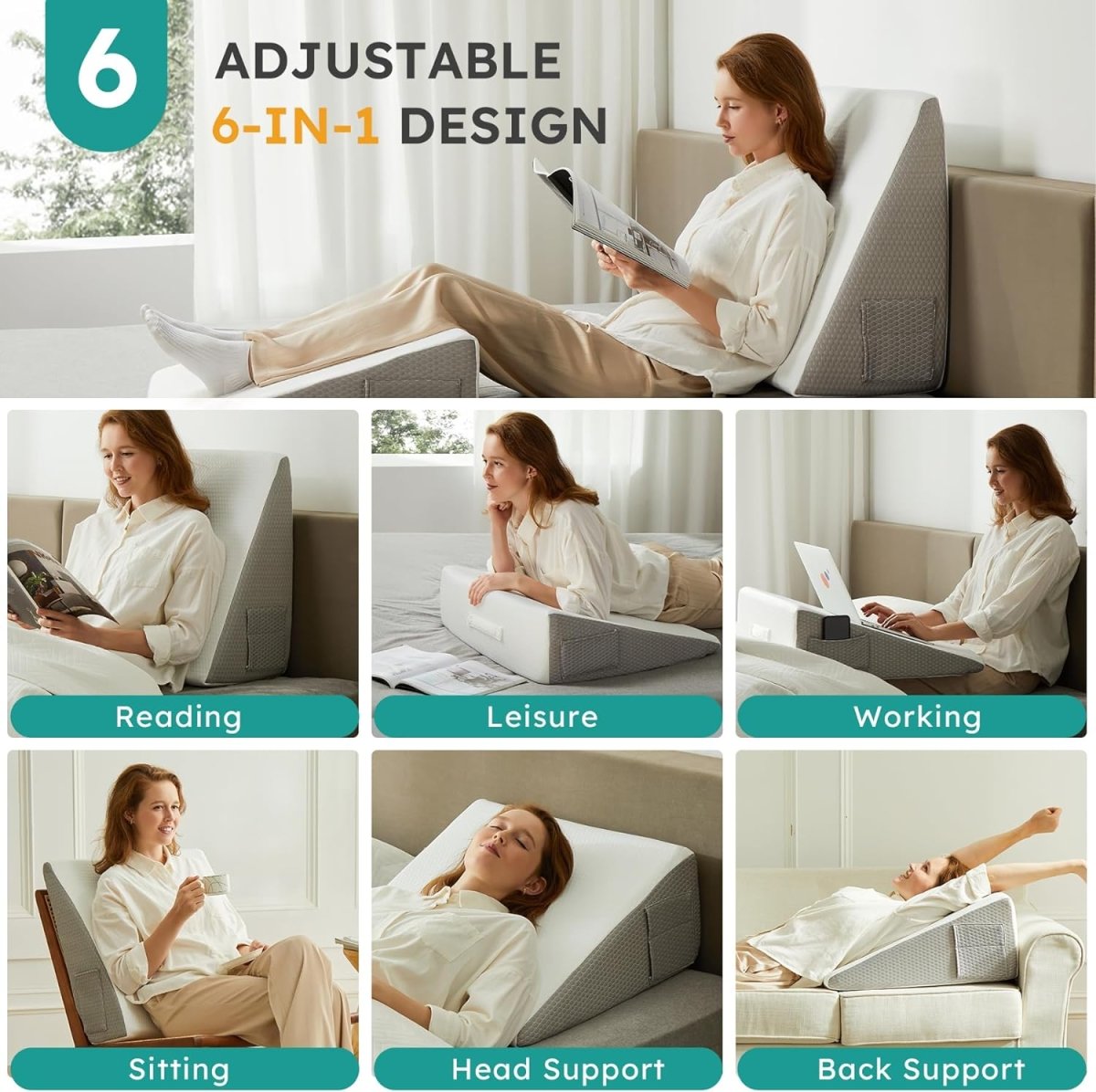 Memory Foam Bed Wedge Pillow | Ergonomic Support