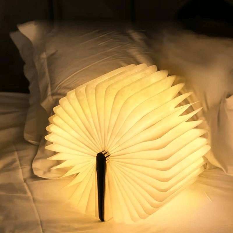 Book Lamp | 360° Folding LED Rechargeable Wooden Nightlight