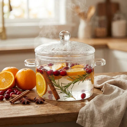 Borosilicate Glass Cooking Pot with Lid