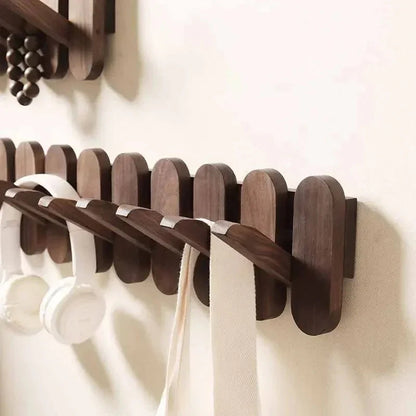 Slatted Wood Wall Coat Rack