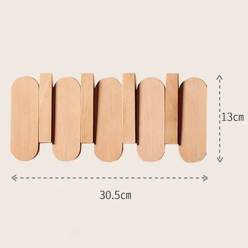Slatted Wood Wall Coat Rack