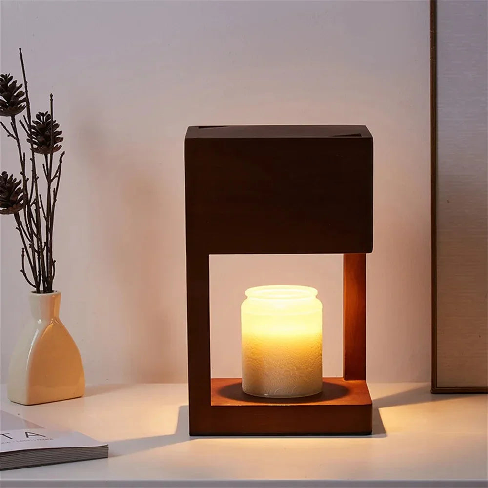 Wood Frame Candle Warmer Lamp