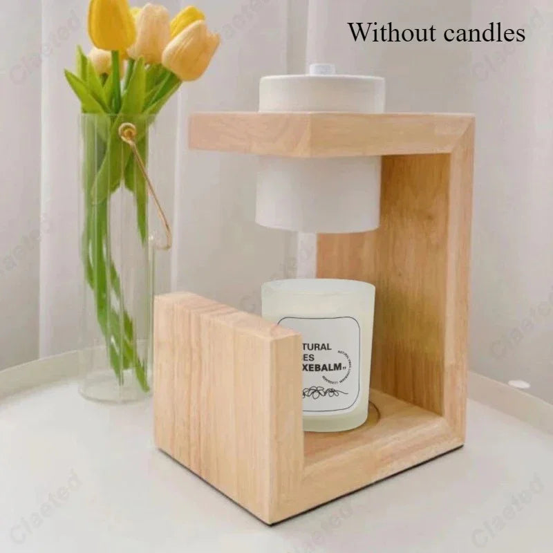 Modern Wood Block Candle Warmer Lamp