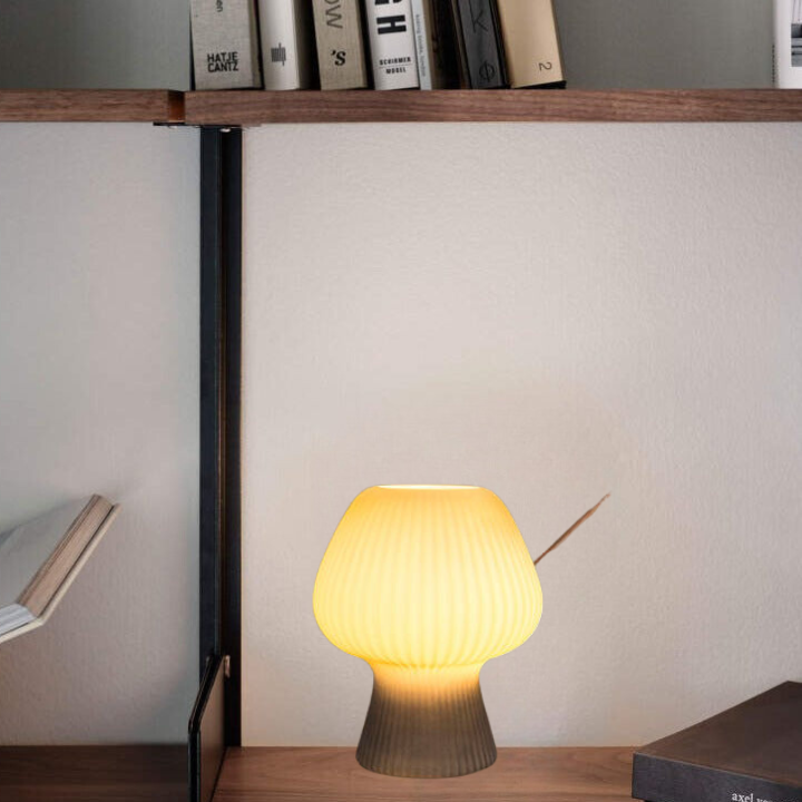 Mushroom Table Lamp | Vintage Ribbed Glass Bedside Table Desk Light