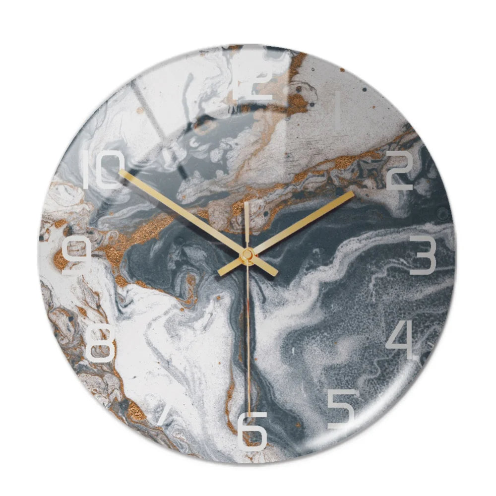 Designer Marble Wall Clock | Modern Green Aesthetic Timepiece