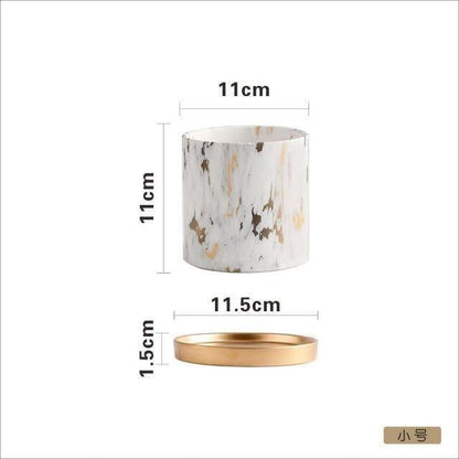 Marble Pattern Ceramic Planter Set