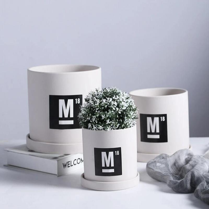 Minimal Concrete Planter Set