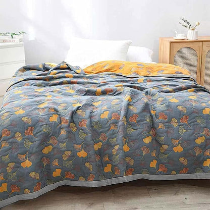 Cozy Ginkgo Leaf Throw Blanket | Detailed Botanical Pattern