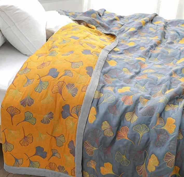 Cozy Ginkgo Leaf Throw Blanket | Detailed Botanical Pattern