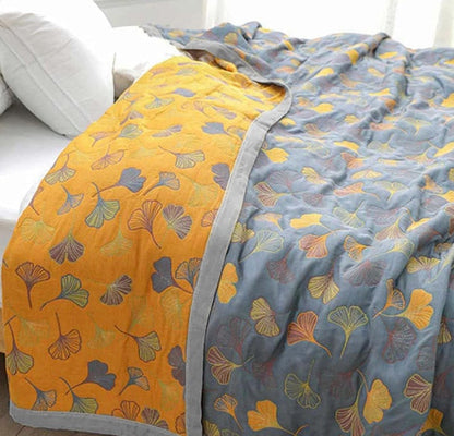 Cozy Ginkgo Leaf Throw Blanket | Detailed Botanical Pattern