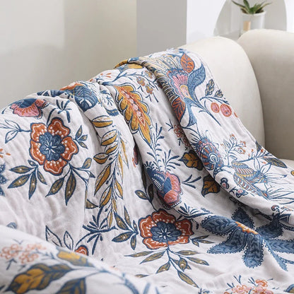Rustic Artistic Throw Blanket | Woven Floral Pattern