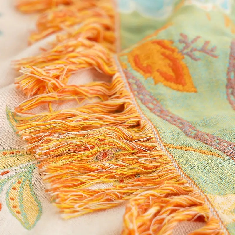 Floral Woven Cotton Blanket